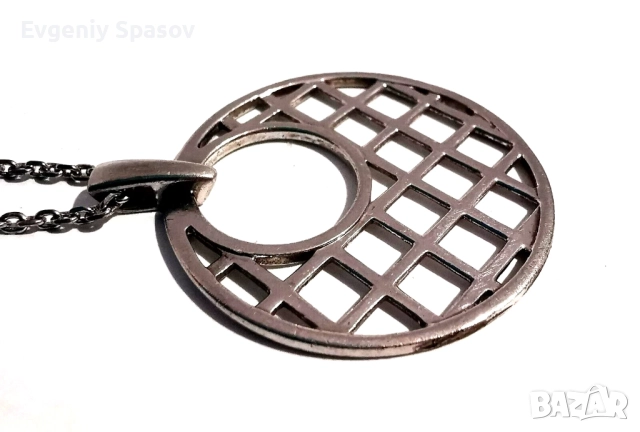 ELLE Сребърно Колие Медальон Модернистичен Минималистичен Дизайн с покритие от Родий с Рубин, снимка 6 - Колиета, медальони, синджири - 52446472