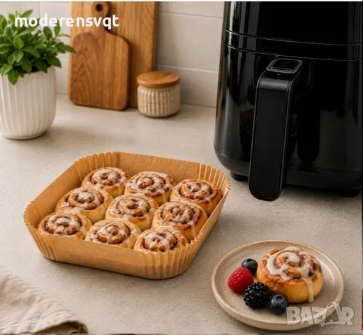 Хартия за фритюрник Air Fryer 300 бр. 20x20 см, снимка 5 - Форми - 56214347