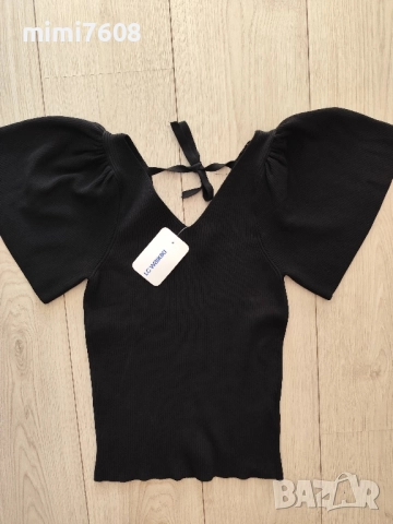 намаления, последен размер черна кокетна блузка, снимка 3 - Блузи с дълъг ръкав и пуловери - 51749093