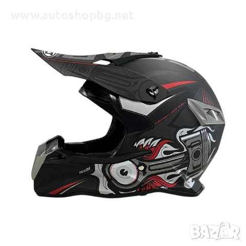 Мотокрос каска 188 - размер XL - Matt Black/Grey Red, снимка 2 - Аксесоари и консумативи - 51634203