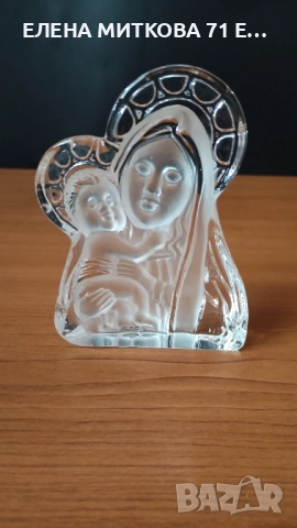 Настолна кристална иконка на Св.Богородица и Младенеца