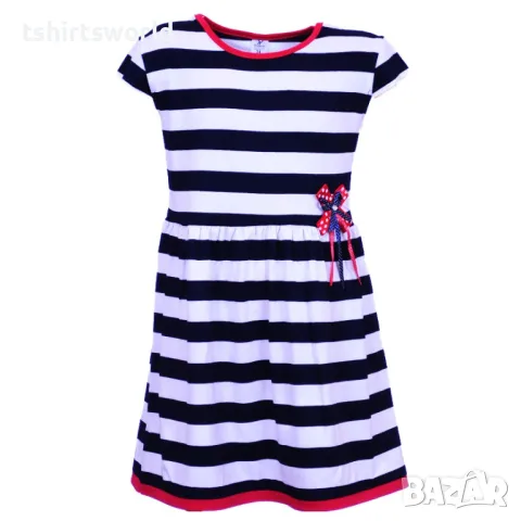 Нова детска моряшка разкроена рокличка с панделка