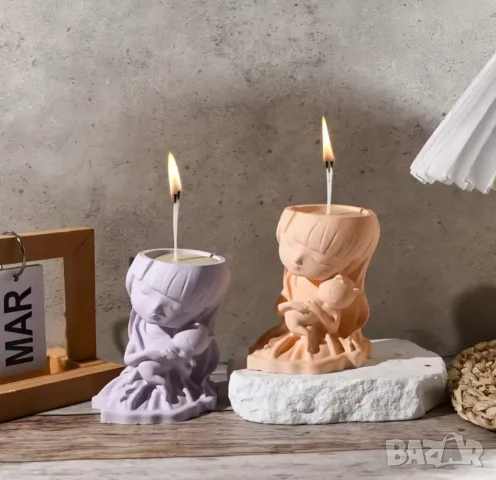 Кашпа момиче с коте, снимка 4 - Форми - 55826487