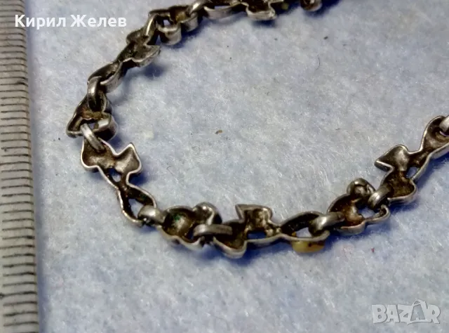 СТАРА ФЛОРАЛНА СРЕБЪРНА ГРИВНА ПАТИНИРАНО СРЕБРО 925 с ГНЕЗДА За ИНКРУСТИРАНЕ на СКЪПИ КАМЪНИ 19416, снимка 14 - Гривни - 50056576