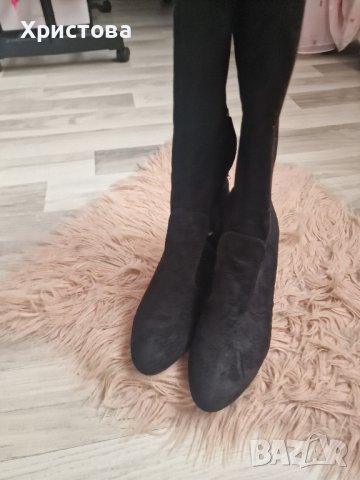 Елегантни черни велурени чизми - 55,00лв., снимка 4 - Дамски ботуши - 44343690