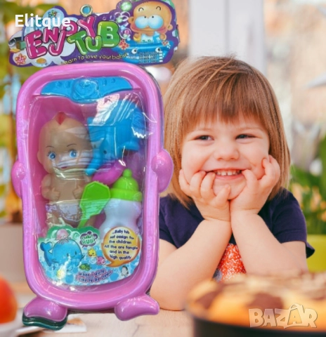 Комплект за деца - Кукла с бебешка вана и аксесоари за баня, снимка 9 - Други - 52753246
