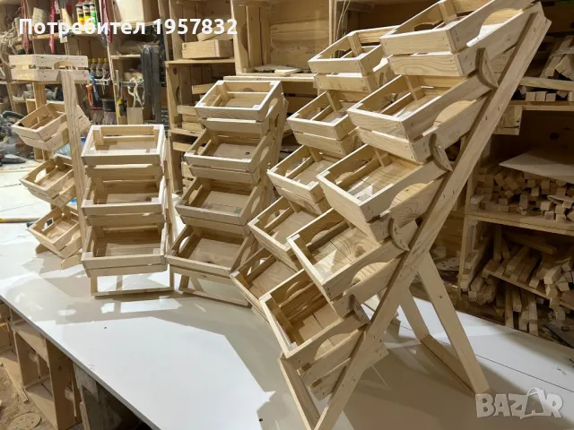 Стъпаловидни дървени стелажи за плод и зеленчук, снимка 6 - Стелажи и щандове - 48840955