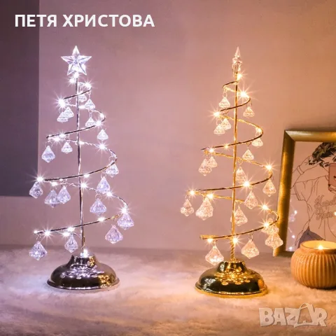 Акумулаторна нощна лампа LED нощна лампа коледна елха с ефект от диаманти., снимка 4 - Лед осветление - 56184401