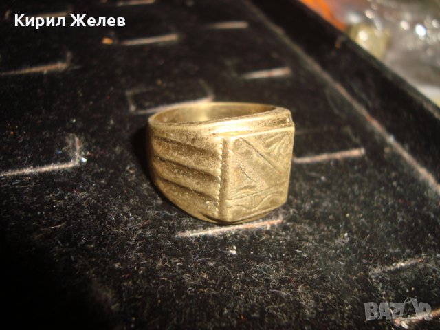 СТАР ПОЗЛАТЕН БРОНЗОВ ПРЪСТЕН ОРНАМЕНТИРАН РЪЧНО МАЙСТОРСКА АРТ ДЕКО СТИЛ ИЗРАБОТКА МАСИВЕН 3831
