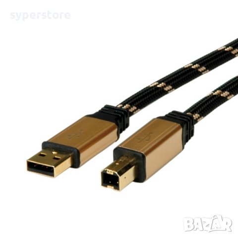 Кабел USB2.0 A-B, 3m, Gold Roline 11.02.8803 SS301218 Мъжко-Мъжко
