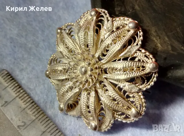 ПРЕКРАСНА СТАРА ФИЛИГРАННА СРЕБЪРНА БРОШКА ЦВЕТЕ СРЕБРО 900 НЕЖНА РЪЧНА МАЙСТОРСКА ИЗРАБОТКА 47964, снимка 11 - Антикварни и старинни предмети - 48476769