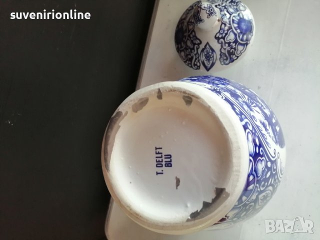 Стара ваза с капак холандски порцелан delft blu, снимка 2 - Вази - 40195362