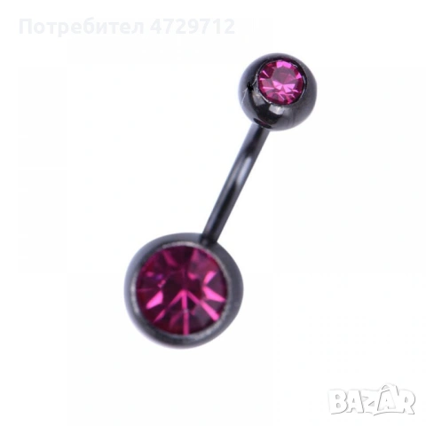 Черен пиърсинг за пъпа с цирконий, снимка 11 - Друго оборудване - 53424837