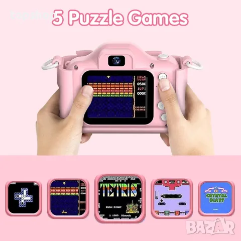 Детски Смарт Дигитален Фотоапарат Goopow (20MP, 1080P, Двойна Камера, 32GB Карта, Защитен Калъф)  , снимка 9 - Фотоапарати - 55910997