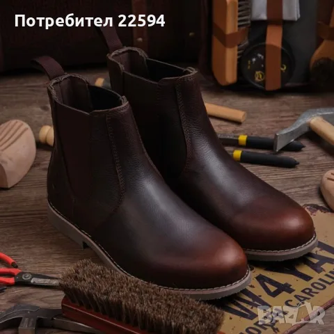 Мъжки ботуши ръчно изработени от естествена кожа, без връзки класически – Тъмно кафяви EU 41, снимка 4 - Мъжки ботуши - 55964952