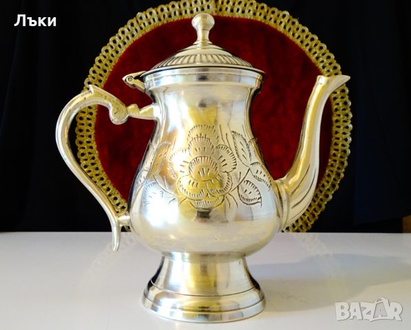 Английска бронзова кана,чайник,барокови цветя. , снимка 4 - Антикварни и старинни предмети - 35816977