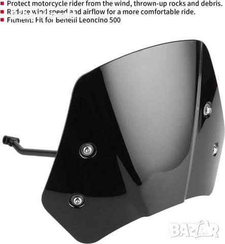 Windshield за Leoncino 500，Алуминиева сплав + PC(черен) НОВО, снимка 2 - Аксесоари и консумативи - 41986556