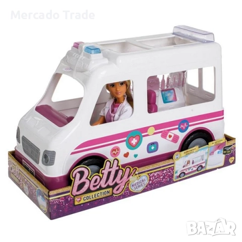 Детска линейка с кукла Бети, звук и светлини, На батерии, Бял, снимка 2 - Кукли - 52713190