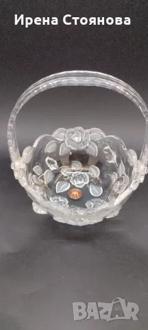 Кошничка/бонбониера с пластмасова дръжка, кристално стъкло Walther Glas., снимка 5 - Декорация за дома - 48199473