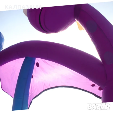 HAPPY HOP Батут замък с дракон, топки и помпа 350x350x245 9022, снимка 12 - Надуваеми играчки - 50446938