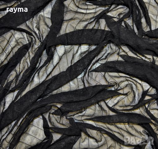 -70% Плат черна еластична мрежа райе, снимка 2 - Поли - 34784018