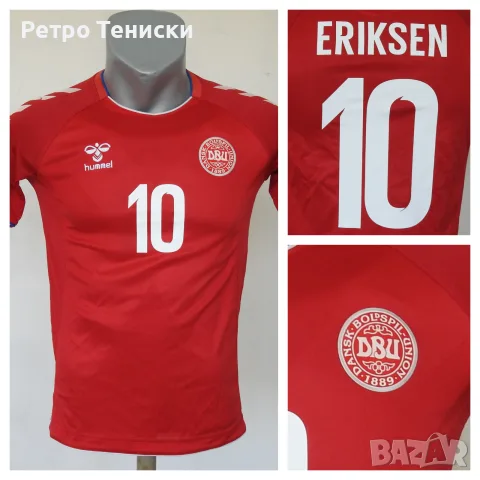 Тениска Denmark — Домакински (Eriksen #10) Hummel — Деца размер L Червено (сезон 2018)