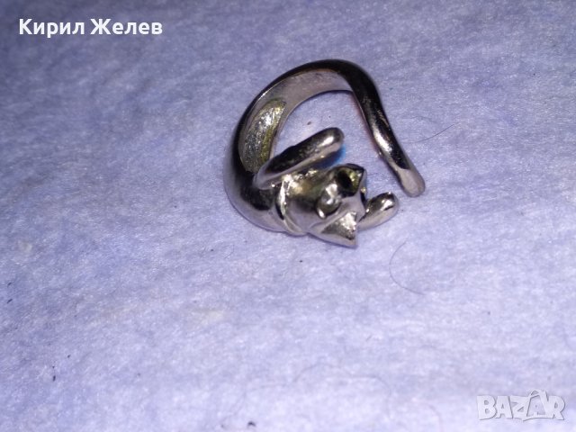 СТАР МЕДЕН НИКЕЛИРАН ФИГУРАЛЕН ВИНТИДЖ АРТ ПРЪСТЕН КОТЕ 38736, снимка 9 - Пръстени - 41761506