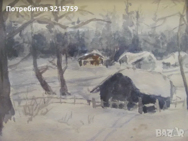 Оригинална картина ,акварел, дървена рамка със стъкло