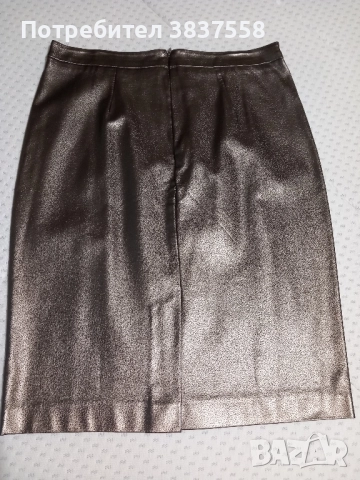 Кожена пола златиста от екокожа, снимка 2 - Поли - 52503739