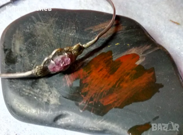 СТАРИННА АР НУВО СРЕБЪРНА ГРИВНА ПАТИНИРАНО СРЕБРО ВИСОКА ПРОБА с РЪЧНО ФАСЕТИРАН АМЕТИСТ 47975, снимка 6 - Антикварни и старинни предмети - 48493513