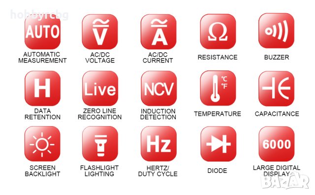 Mултиметър T-RMS, памет 6000 записа, безконтактно откриване на напрежение, снимка 7 - Други инструменти - 41652343