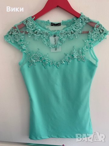 Дамска блуза с дантела , снимка 5 - Тениски - 41227406