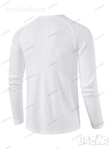 Мъжка едноцветна тениска с дълъг ръкав и копчета, 8цвята, снимка 7 - Тениски - 42069624