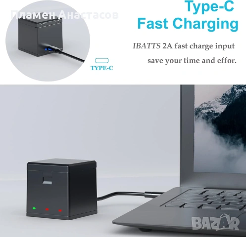 Резервни батерии 2 броя + 3 канално зарядно за GoPro Hero 9/10/11/12, снимка 4 - Батерии, зарядни - 53297177