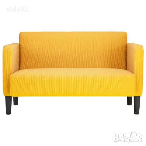 vidaXL Диван с мека мебел, светложълт, 109 см, велурена тъкан, снимка 3 - Дивани и мека мебел - 56147495