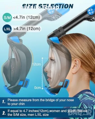 Нова Шнорхел маска – Лесно дишане, Панорамен изглед, Сгъваема, Камера стойка, снимка 6 - Водни спортове - 49390440