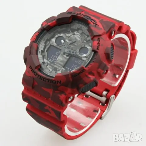 Casio G-Shock GA-100CM Camouflage Special Edition Специален японски мъжки часовник червен камуфлаж