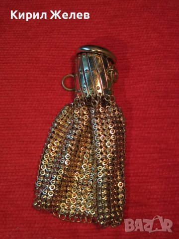 ПОЗЛАТЕНА ЛУКСОЗНА ПЛЕТЕНА МЕДНА РЕТРО МИНИ ЧАНТИЧКА с ДЕБЕЛА ПОЗЛАТА АР ДЕКО МАЙСТОРСКО БИЖУ 31404