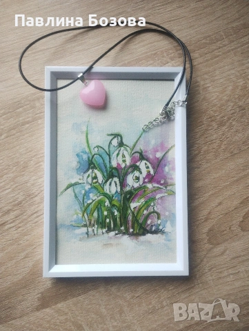 Акварели картини миниатюри Цветя , снимка 2 - Картини - 53425576