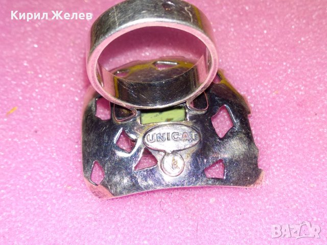 UNICAT VR Авторски АРТ БУТИКОВ АЖУРЕН СРЕБЪРЕН ПРЪСТЕН ВИСОКА ПРОБА СРЕБРО с МЛЕЧЕН МАЛАХИТ 43250, снимка 8 - Пръстени - 44315049