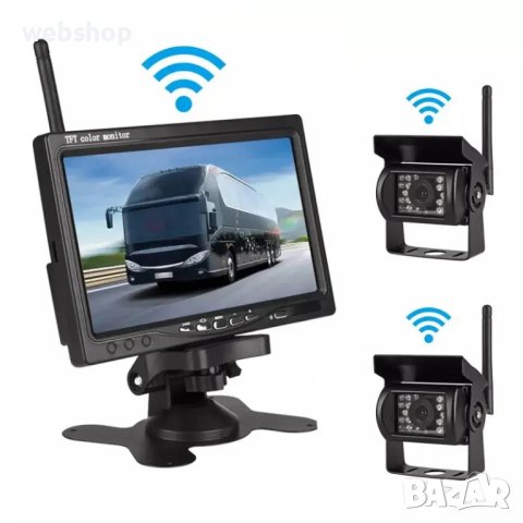 Комплект Монитор + Две камери за Кола/Камион, система за паркиране, охрана, LCD, 12VDC, 24VDC, 7", снимка 1