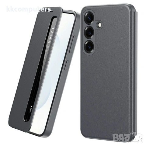 Smart View Кожен Калъф за Samsung S26+ - Прозорче, PU кожа, PC+TPU, 4 цвята, Вкл. Протектор, снимка 2 - Калъфи, кейсове - 53709922