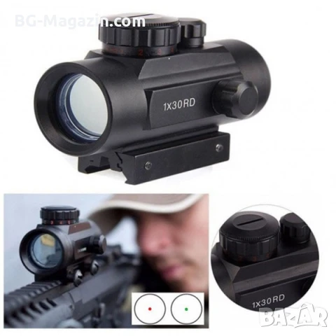 Тактически бързомер 1х30 прицел мерник с двойна шина за въздушна пушка лов еърсофт оръжие компактен, снимка 5 - Оборудване и аксесоари за оръжия - 51051475