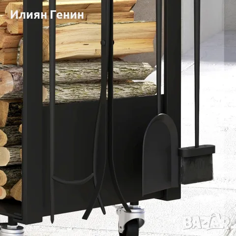 Стойка за дърва за огрев Outsunny с колелца, снимка 9 - Други стоки за дома - 56249869