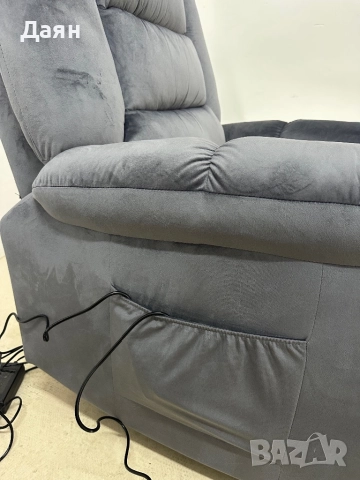 Масажно кресло HOMCOM, повдигаш механизъм, 8 точки за масаж, отопление, кадифе , снимка 6 - Дивани и мека мебел - 52439407