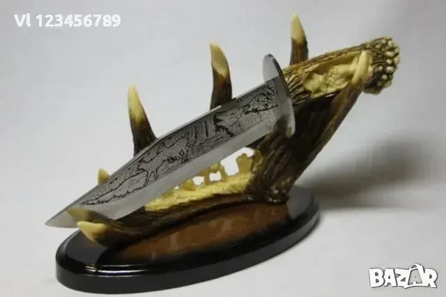 Огромен гравиран ловен нож 23 х 38см (елен)