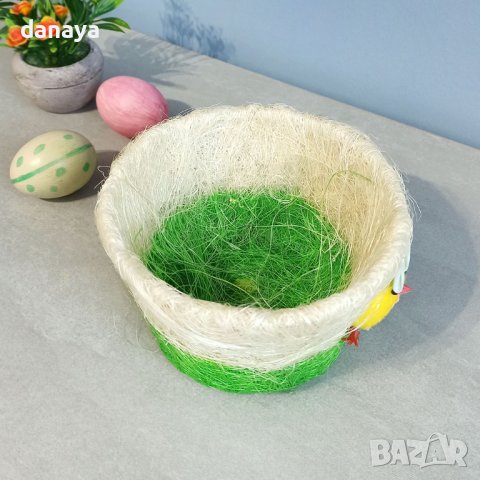 3662 Малък панер за великденски яйца с декорация Пиле с очила, 15 см, снимка 4 - Декорация за дома - 40227039