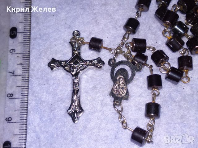 РИМОКАТОЛИЧЕСКА ОГЪРЛИЦА МОЛИТВЕНА БРОЕНИЦА ХЕМАТИТ със СРЕБРИСТИ РАЗПЯТИЕ и ДВУСТРАННА ИКОНКА 26370, снимка 10 - Колиета, медальони, синджири - 41389373