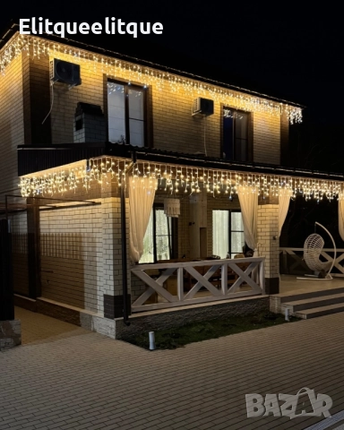 Коледна украса LED ресни 12 метра – водоустойчива инсталация с 8 режима на светене, снимка 4 - Декорация за дома - 52345340