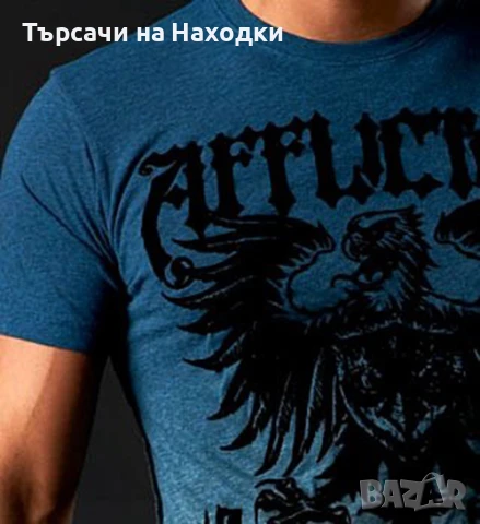 Мъжка тениска Affliction Employ Seek & Destroy Blue синя L Large, снимка 2 - Тениски - 50872677